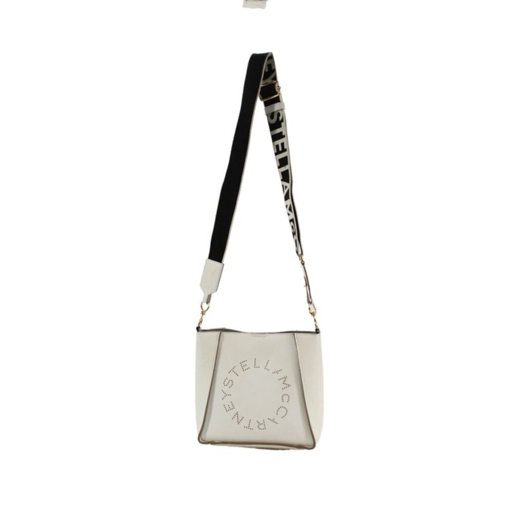 Stella McCartney Womens Single Strap Faux Leather Logo Shoulder Handbag White